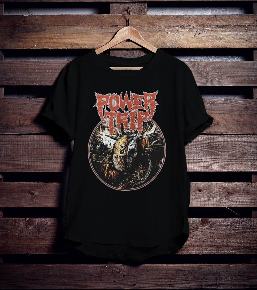 Power Trip Manifest Decimation Saw Blade Skull Circle T-Shirt