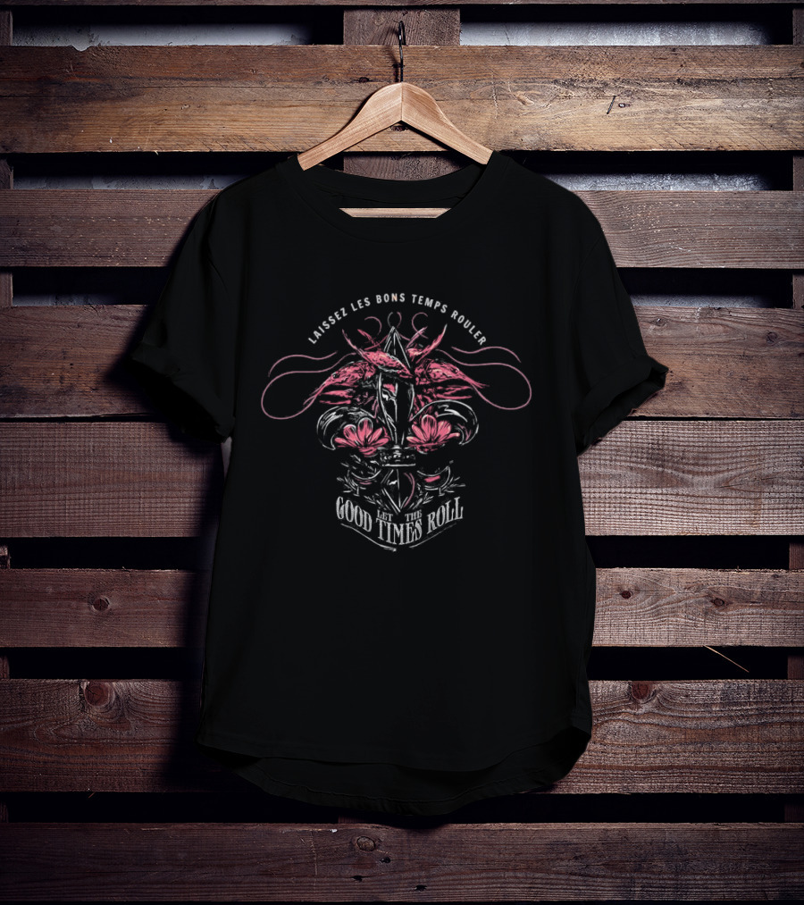 Laissez Les Bons Temps Rouler Good Times Roll Lantern Fleur-de-Lis Motif T-Shirt