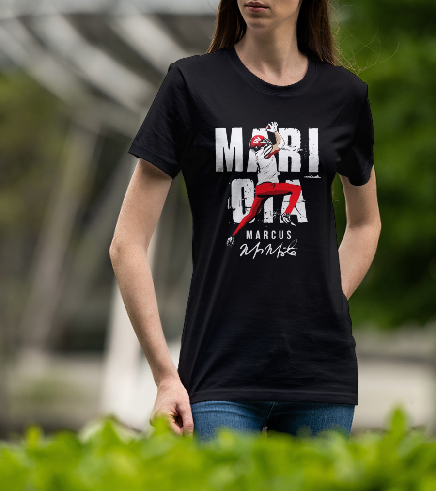 "Mari OIA Marcus Mariota Washington Commanders NFL Signature" T-Shirt