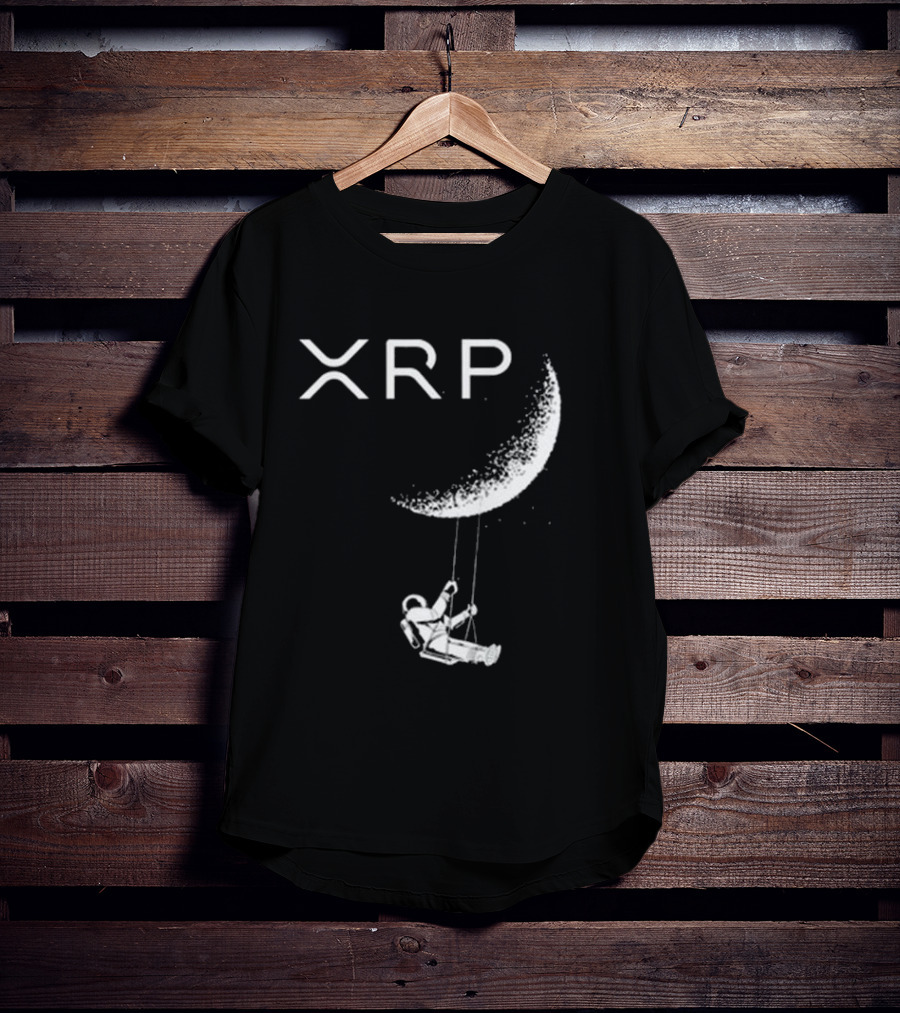 XRP Crypto Astronaut Swinging On Moon T-Shirt