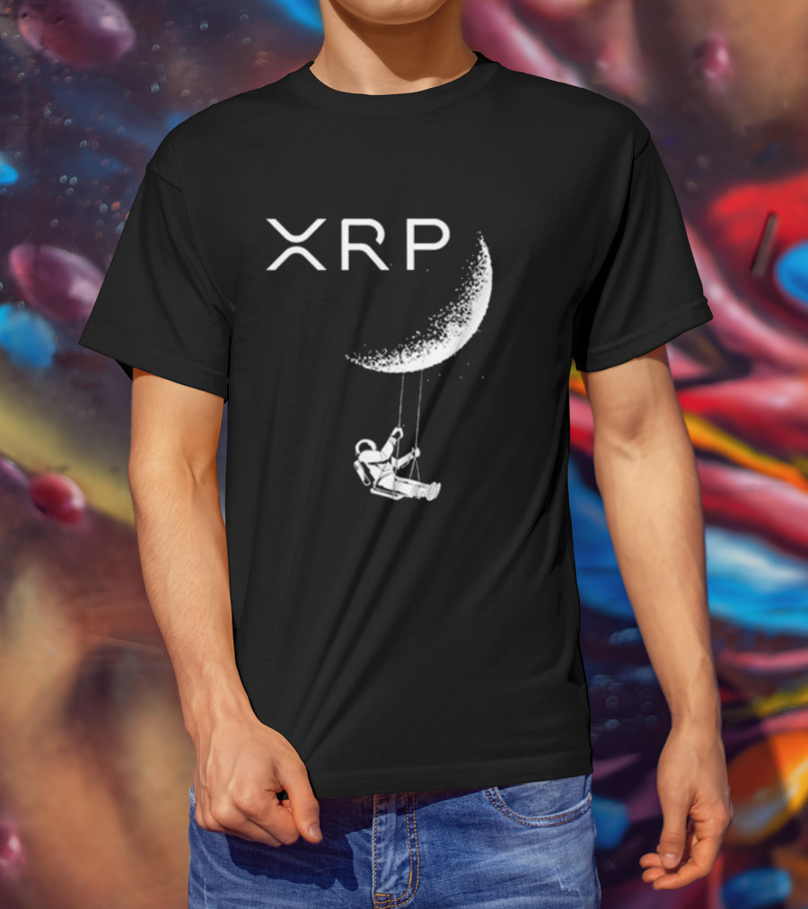 XRP Crypto Astronaut Swinging On Moon T-Shirt