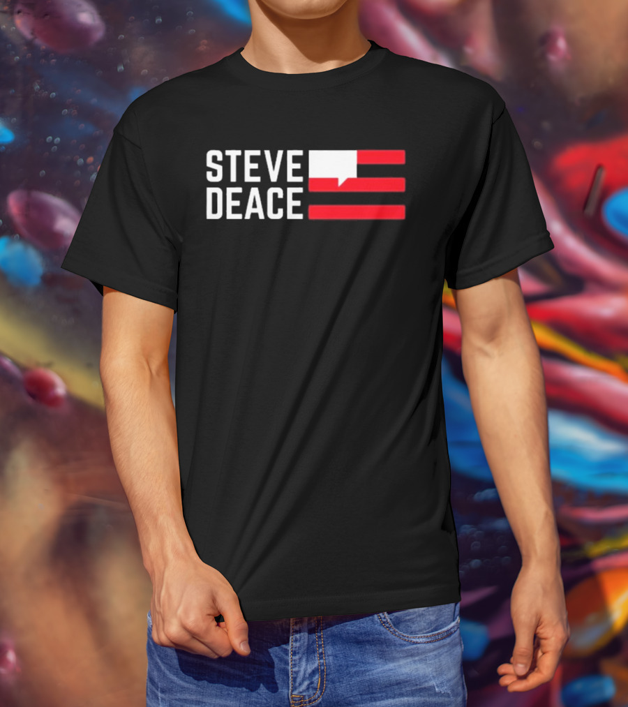 STEVE DEACE Red White Speech Bubble Stripes T-Shirt
