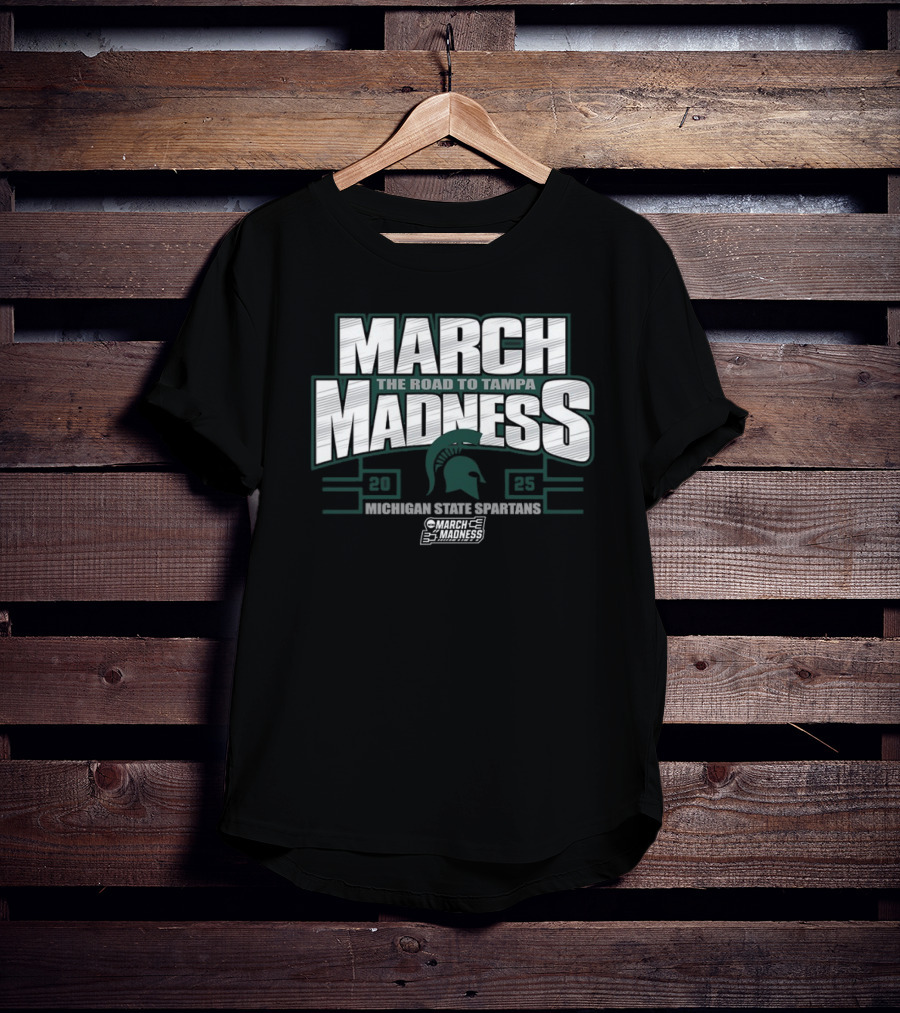 March Madness The Road To Tampa 2025 Michigan State Spartans NCAA Women's Basketball Tournament T-Shirt