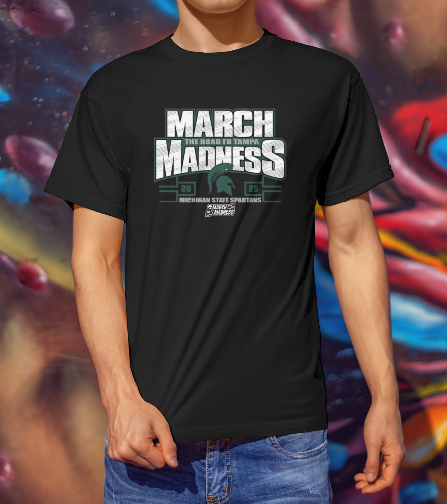 March Madness The Road To Tampa 2025 Michigan State Spartans NCAA Women's Basketball Tournament T-Shirt