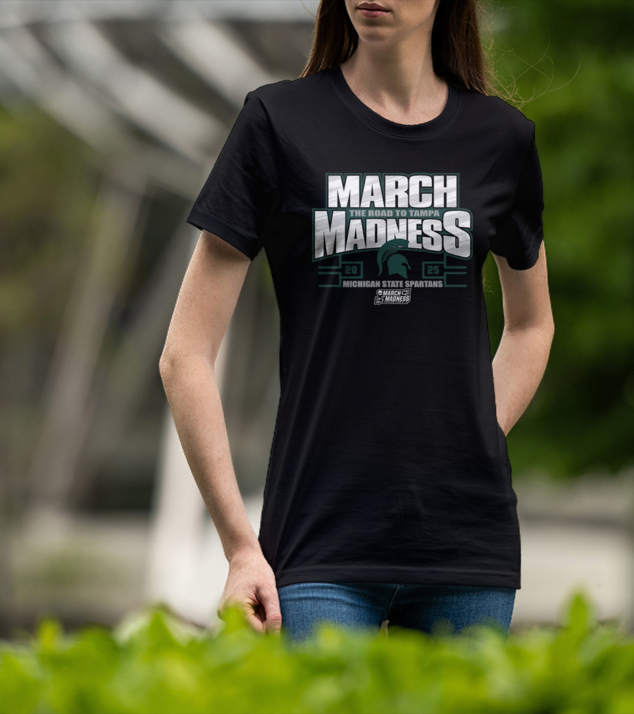 March Madness The Road To Tampa 2025 Michigan State Spartans NCAA Women's Basketball Tournament T-Shirt