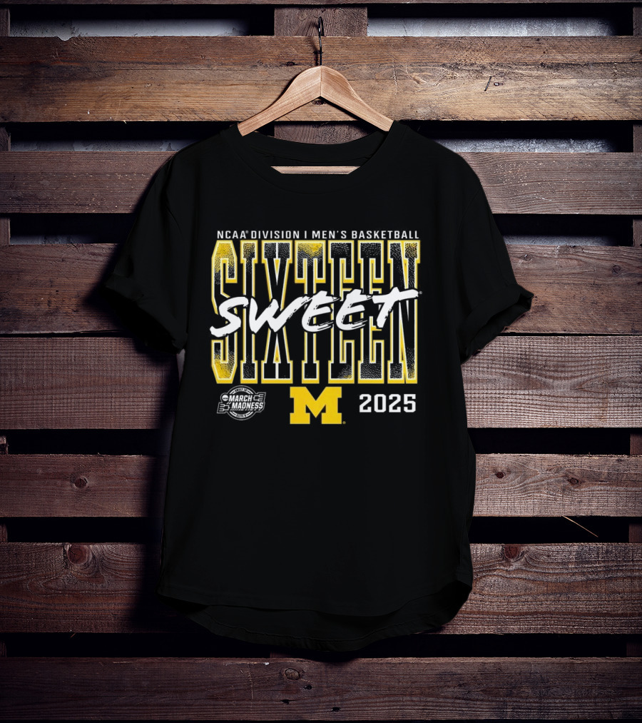 NCAA Division I Men’s Basketball Sweet Sixteen 2025 Michigan T-Shirt