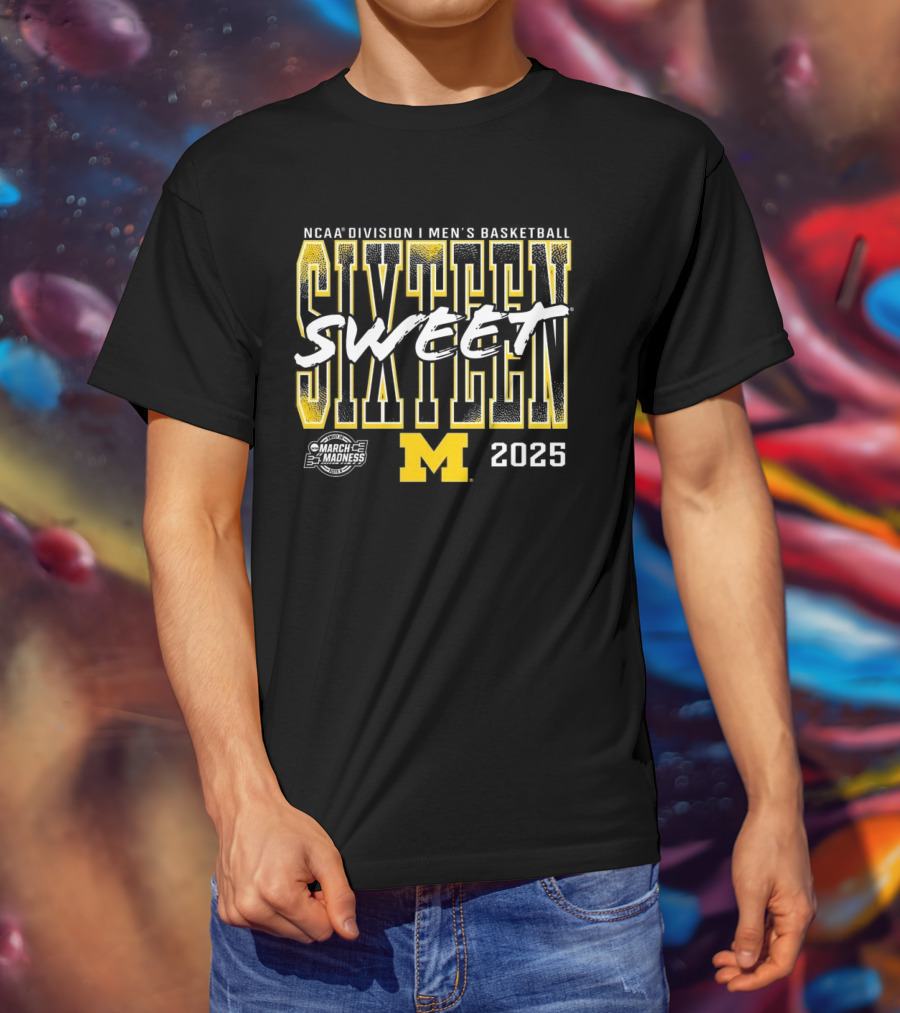 NCAA Division I Men’s Basketball Sweet Sixteen 2025 Michigan T-Shirt