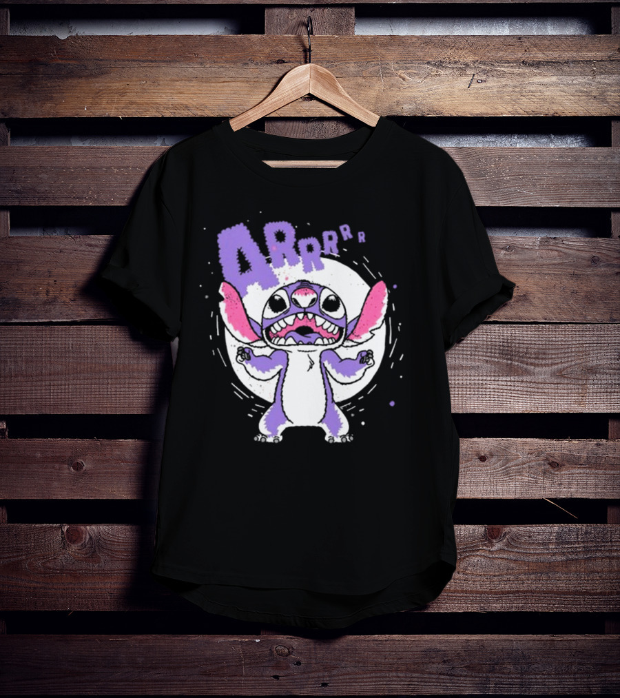 Midnight Stitch ARRp Purple Alien Character With Moon Background T-Shirt
