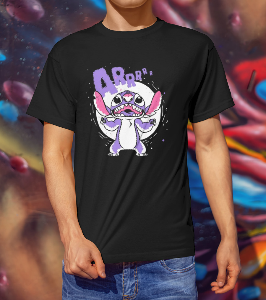 Midnight Stitch ARRp Purple Alien Character With Moon Background T-Shirt