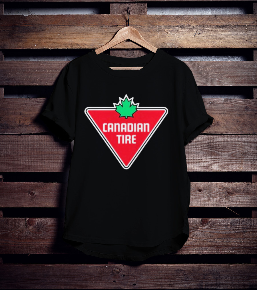 Mike Myers Canadian Tire Logo Red Triangle With Green Maple Leaf T-Shirt