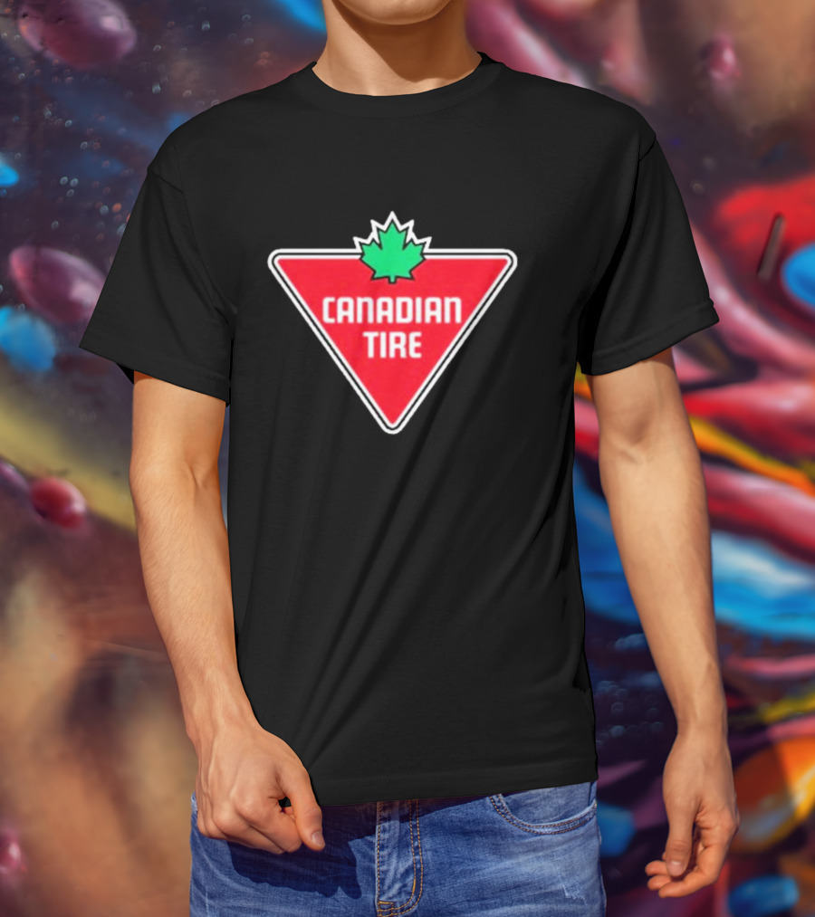 Mike Myers Canadian Tire Logo Red Triangle With Green Maple Leaf T-Shirt