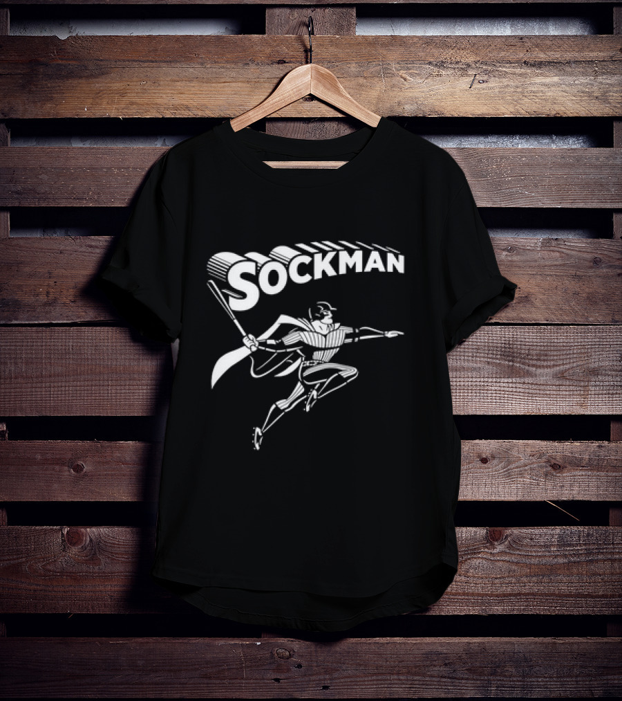 Mike Tauchman New York Yankees Baseball Sockman Dynamic Heroic Pose T-Shirt