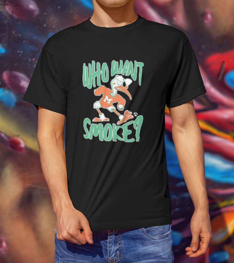 Miami Hurricanes Who Want Smoke Vintage Style Ibis Character T-Shirt