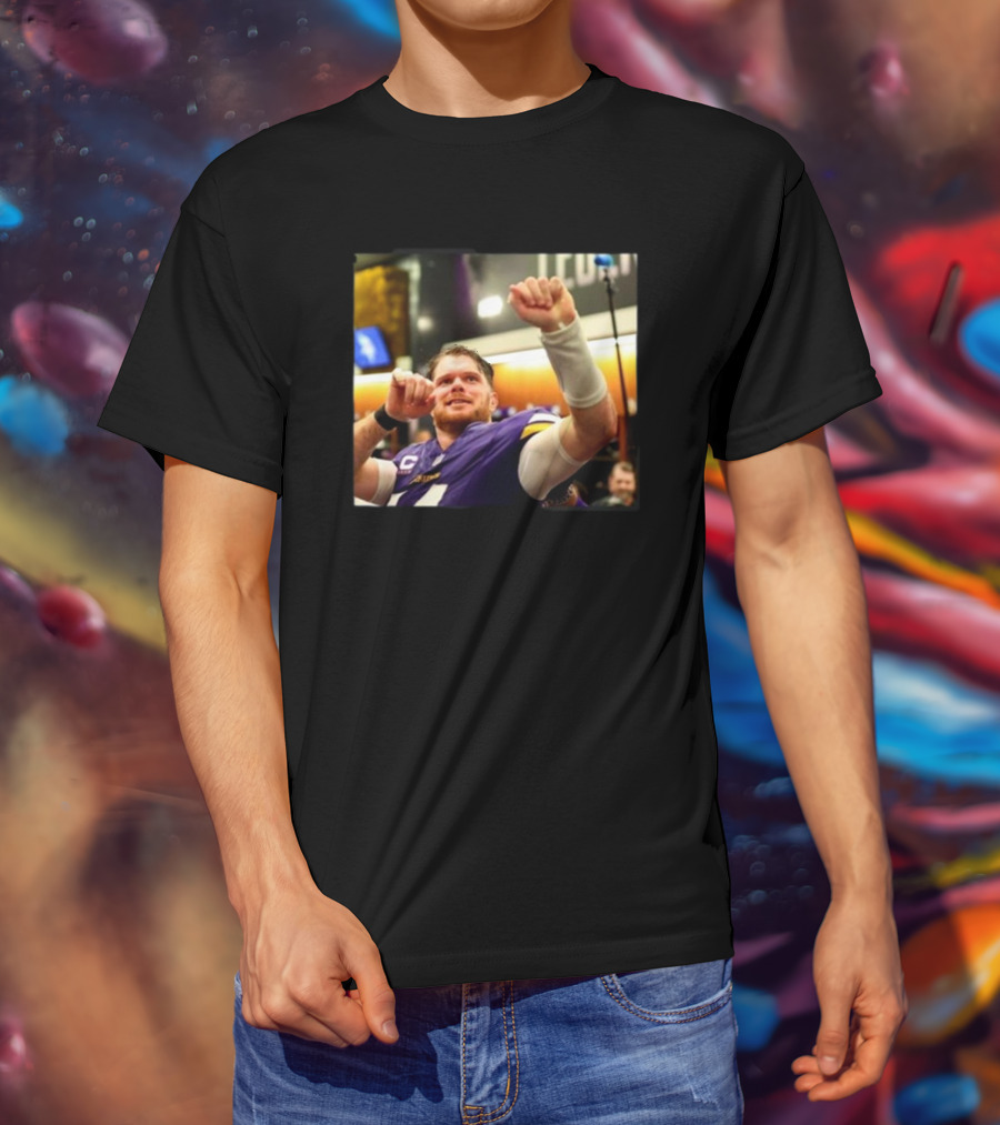 Minnesota Vikings Locker Room Celebration NFL Sam Darnold Insight T-Shirt