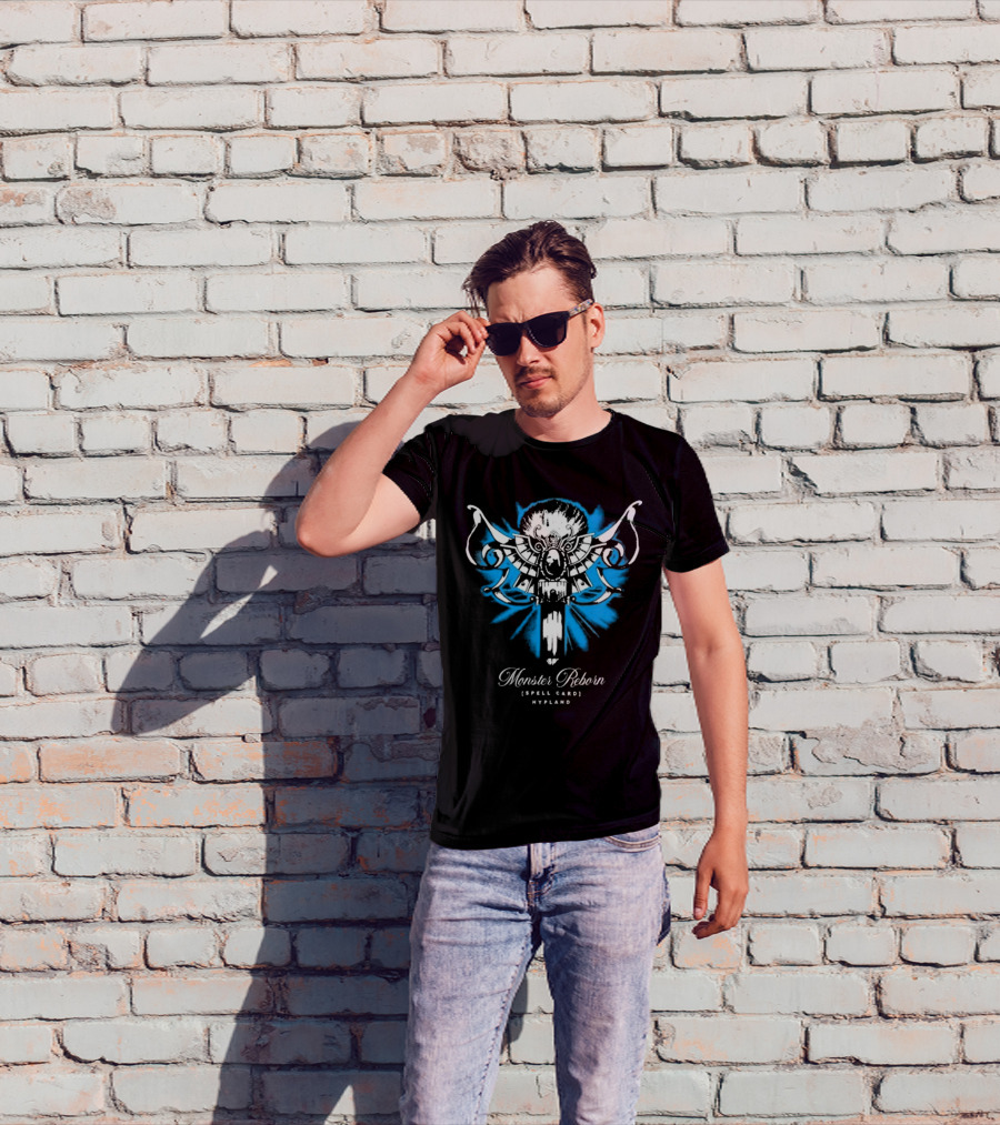 Monster Reborn Spell Card Hypland Blue Winged Design T-Shirt