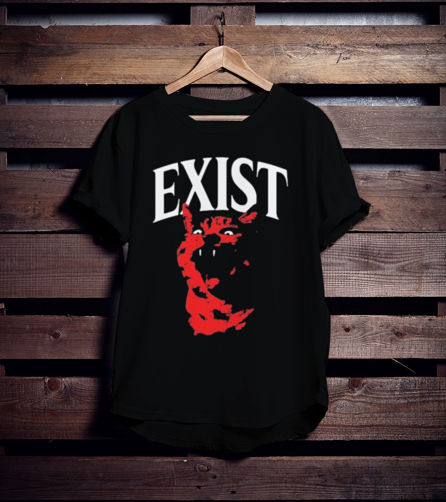 Mynameistuv Exist Red Cat Face T-Shirt