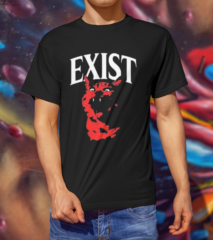 Mynameistuv Exist Red Cat Face T-Shirt