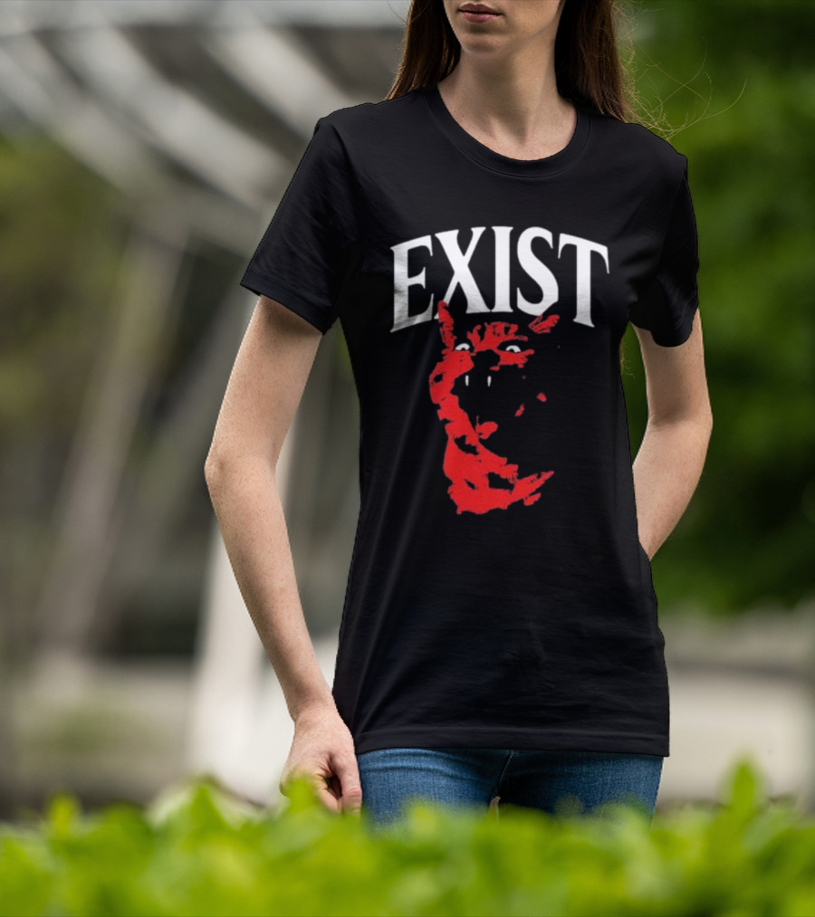 Mynameistuv Exist Red Cat Face T-Shirt