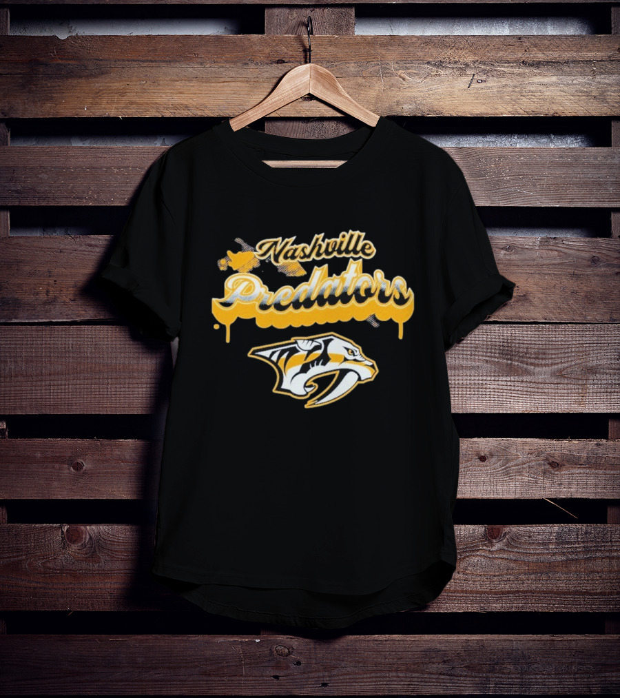 Nashville Predators Bubbly Script Ice Hockey Team Logo T-Shirt