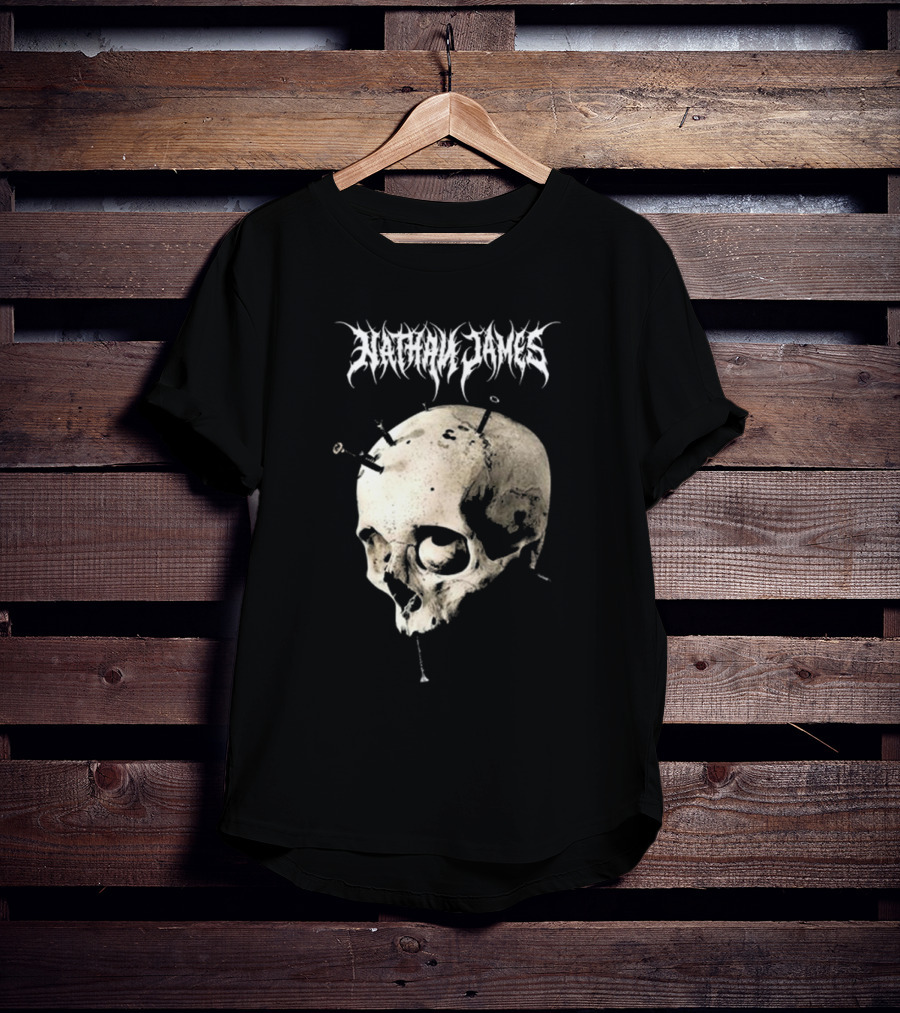 Nathan James Skull With Nails And Textured Background T-Shirt