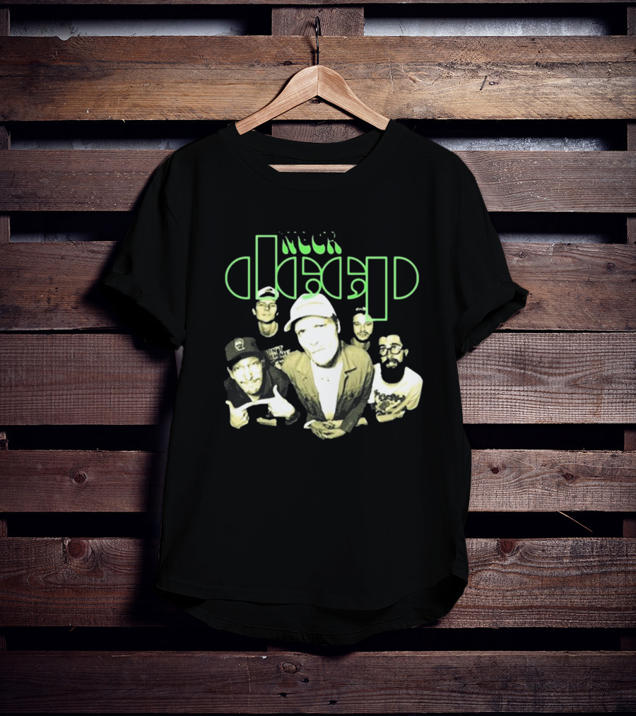 Neckdeep Doors Of Perception Band Photo Neon Green Text T-Shirt