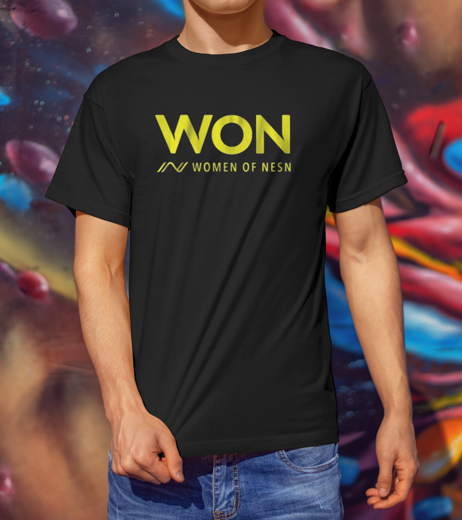 WON Women Of NESN Yellow Text With Stylish Lines T-Shirt