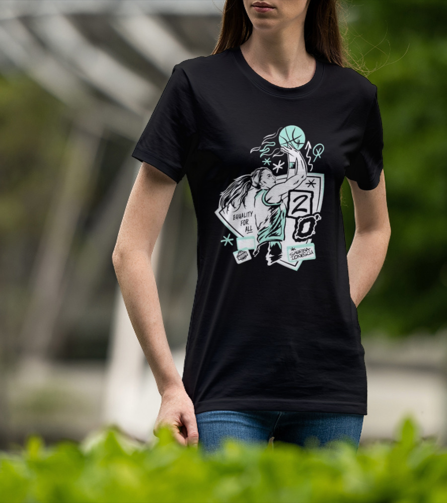 New York Liberty Sabrina Ionescu Equality For All Liberty Statue Basketball T-Shirt