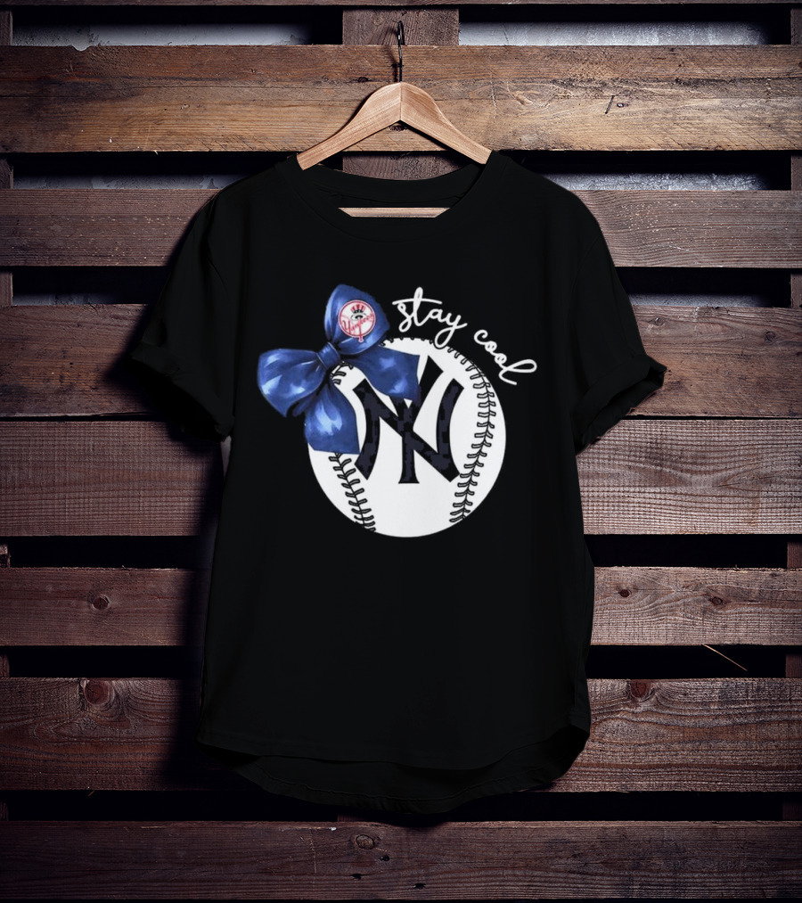 New York Yankees Stay Cool Bow Baseball Girls Fashion T-Shirt
