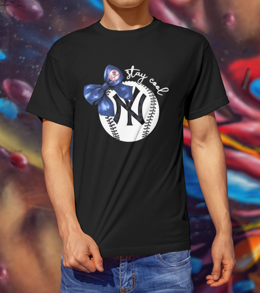 New York Yankees Stay Cool Bow Baseball Girls Fashion T-Shirt