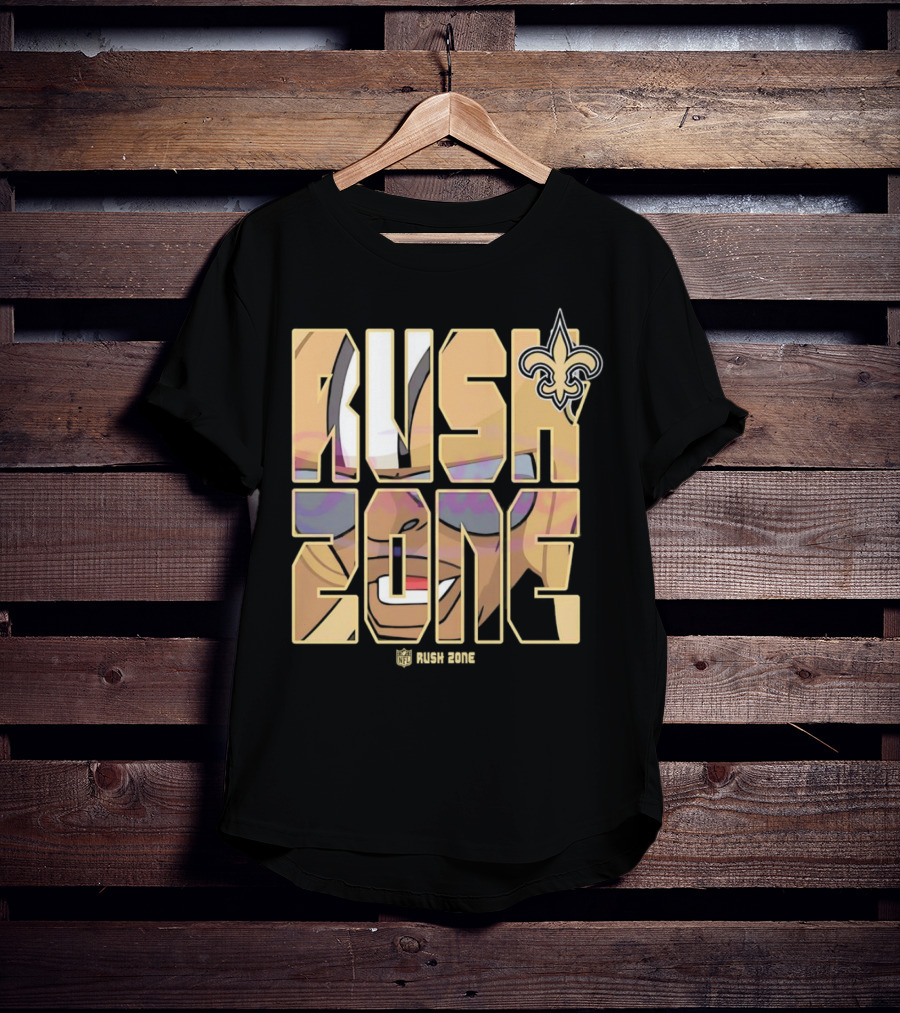 New Orleans Saints Rush Zone NFL Cartoon Fleur-de-Lis T-Shirt