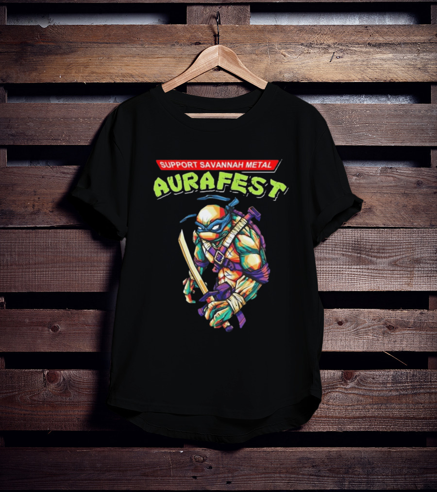 Support Savannah Metal Aurafest Ninja Turtles Event T-Shirt
