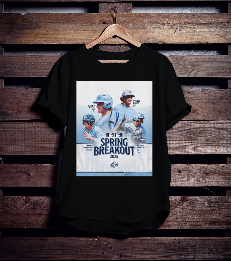 North Carolina Tar Heels Baseball Spring Breakout 2025 Casey Cook Tyler Baum Mac Horvath Vance Honeycutt MLB T-Shirt