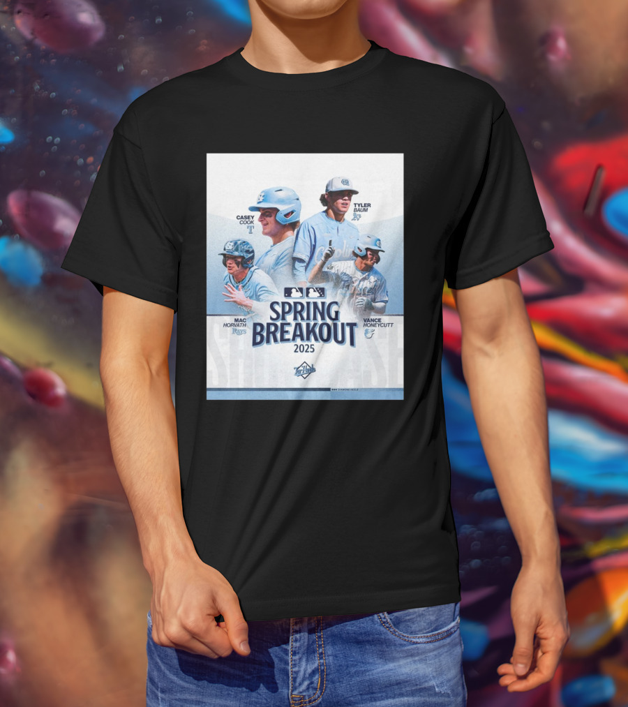North Carolina Tar Heels Baseball Spring Breakout 2025 Casey Cook Tyler Baum Mac Horvath Vance Honeycutt MLB T-Shirt