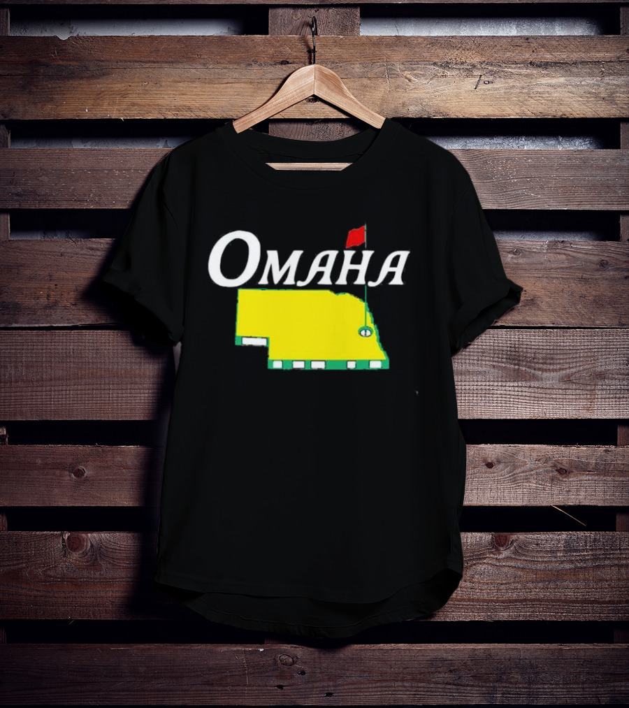 Omaha Nebraska Masters Golf State Map With Pin Flag T-Shirt