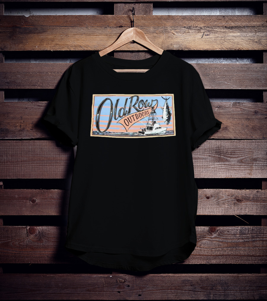 Old Row Outdoors Fishing Adventure With Boat And Catch T-Shirt