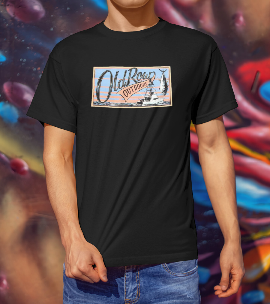 Old Row Outdoors Fishing Adventure With Boat And Catch T-Shirt