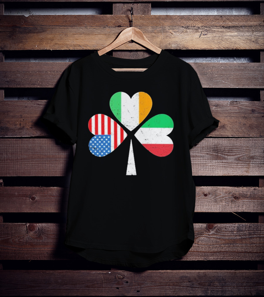 PatrickS Day Clover Ireland USA Italy Flag Trio T-Shirt