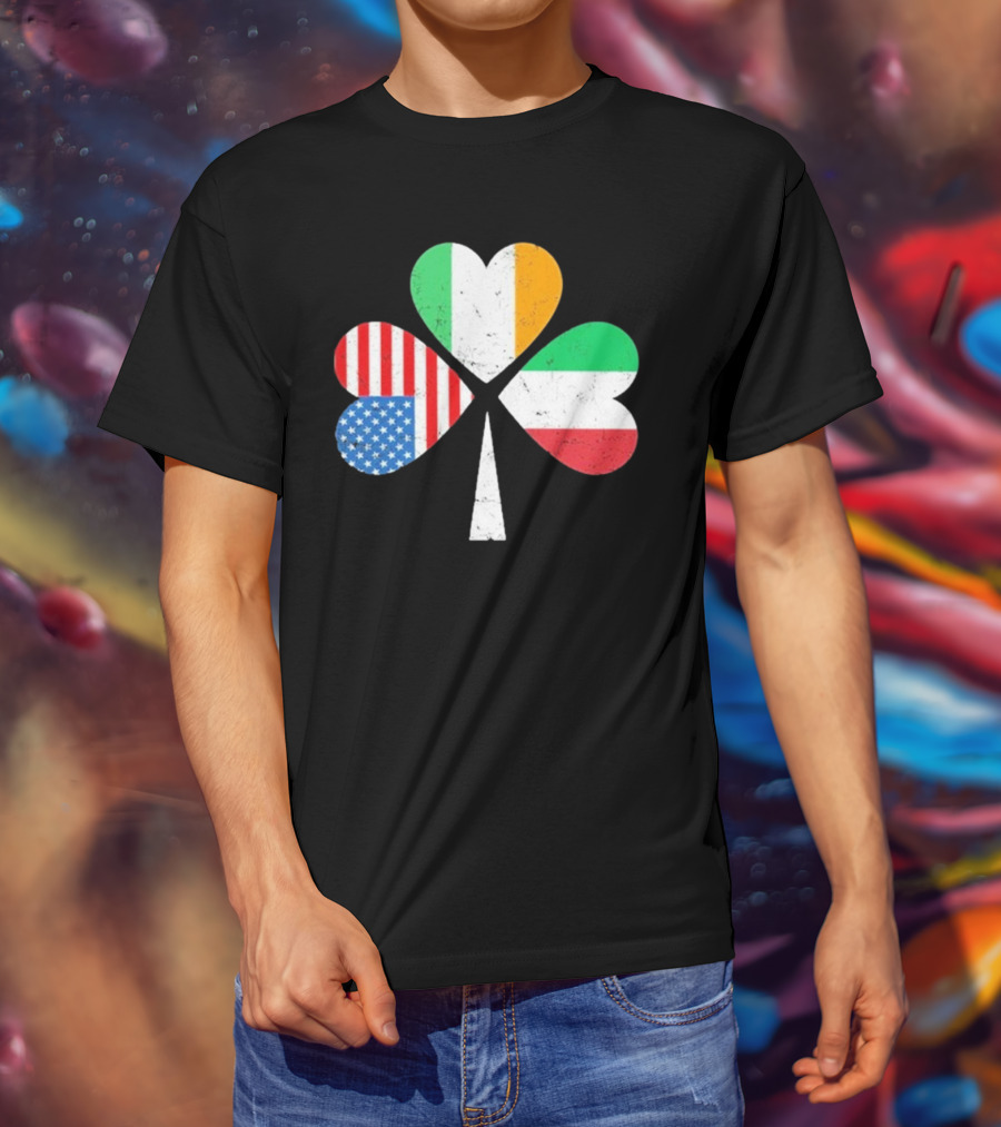 PatrickS Day Clover Ireland USA Italy Flag Trio T-Shirt