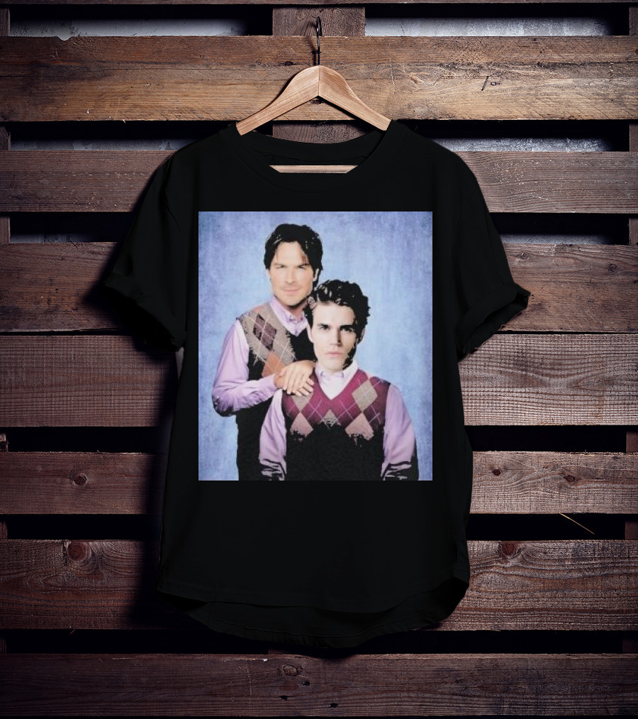 Paul Wesley Ian Somerhalder Argyle Sweater Parody T-Shirt