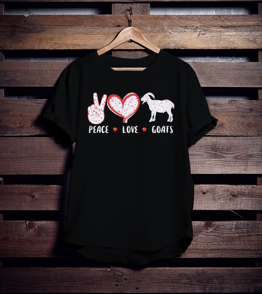 Peace Love Goats Hand Sign Heart Farm Animal T-Shirt