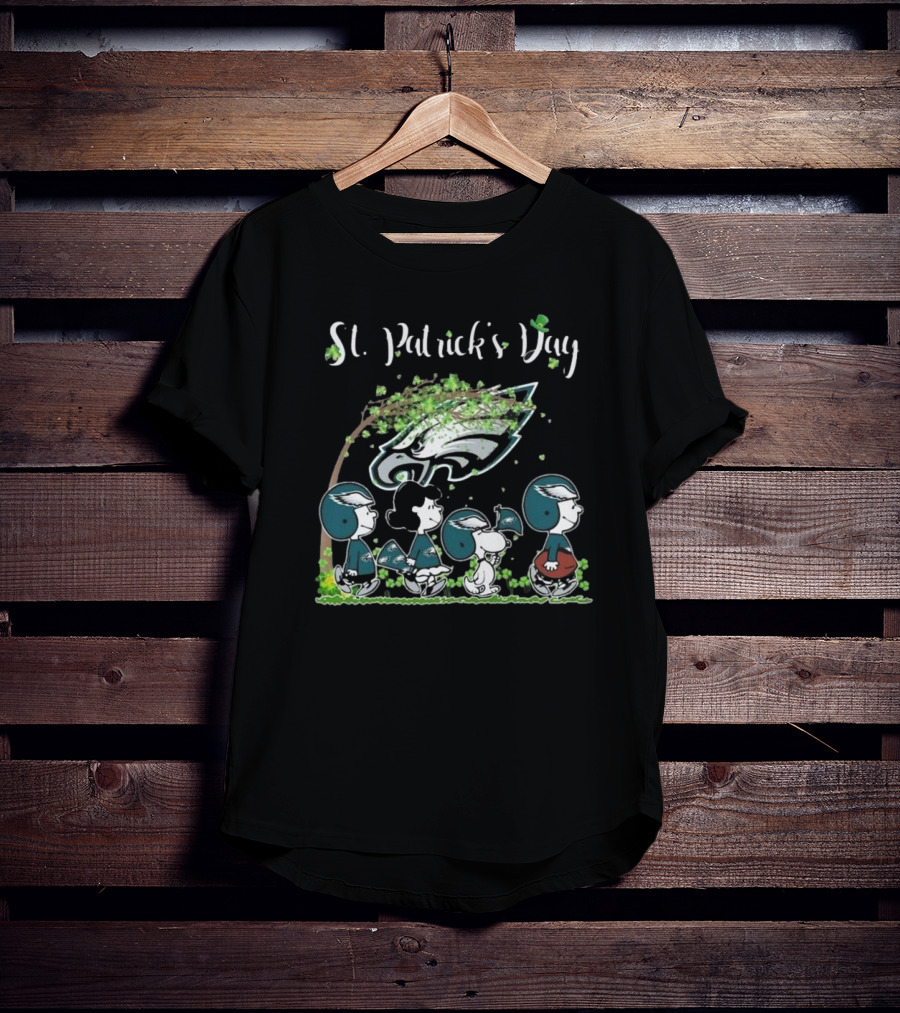 St Patrick's Day Peanuts Philadelphia Eagles Football Celebration T-Shirt