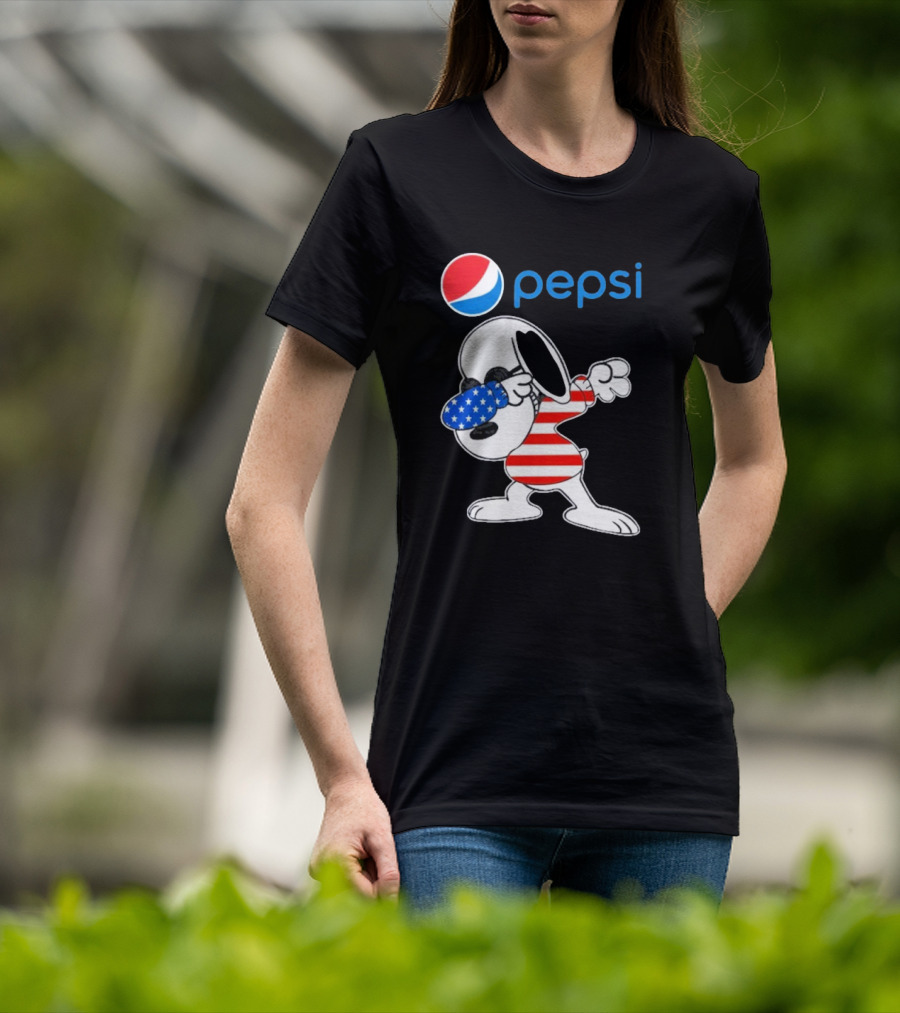 Pepsi Snoopy Dabbing American Flag USA T-Shirt