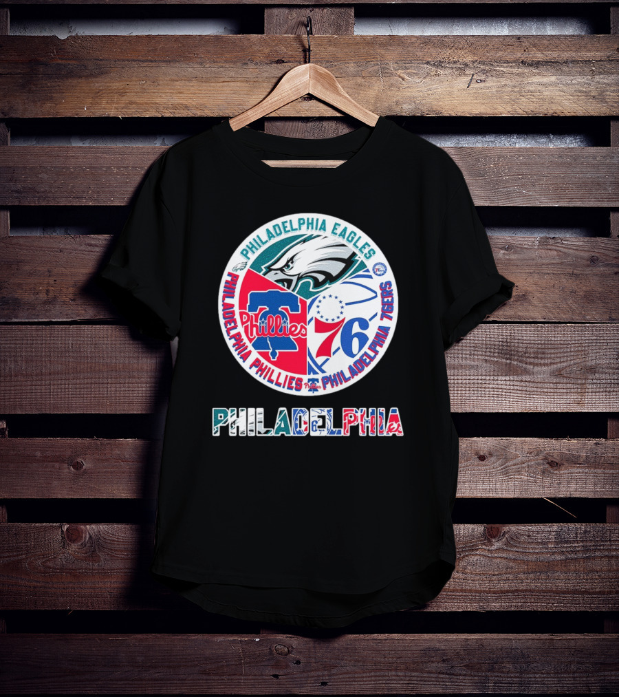 Philadelphia Eagles Phillies 76ers Circular Emblem T-Shirt