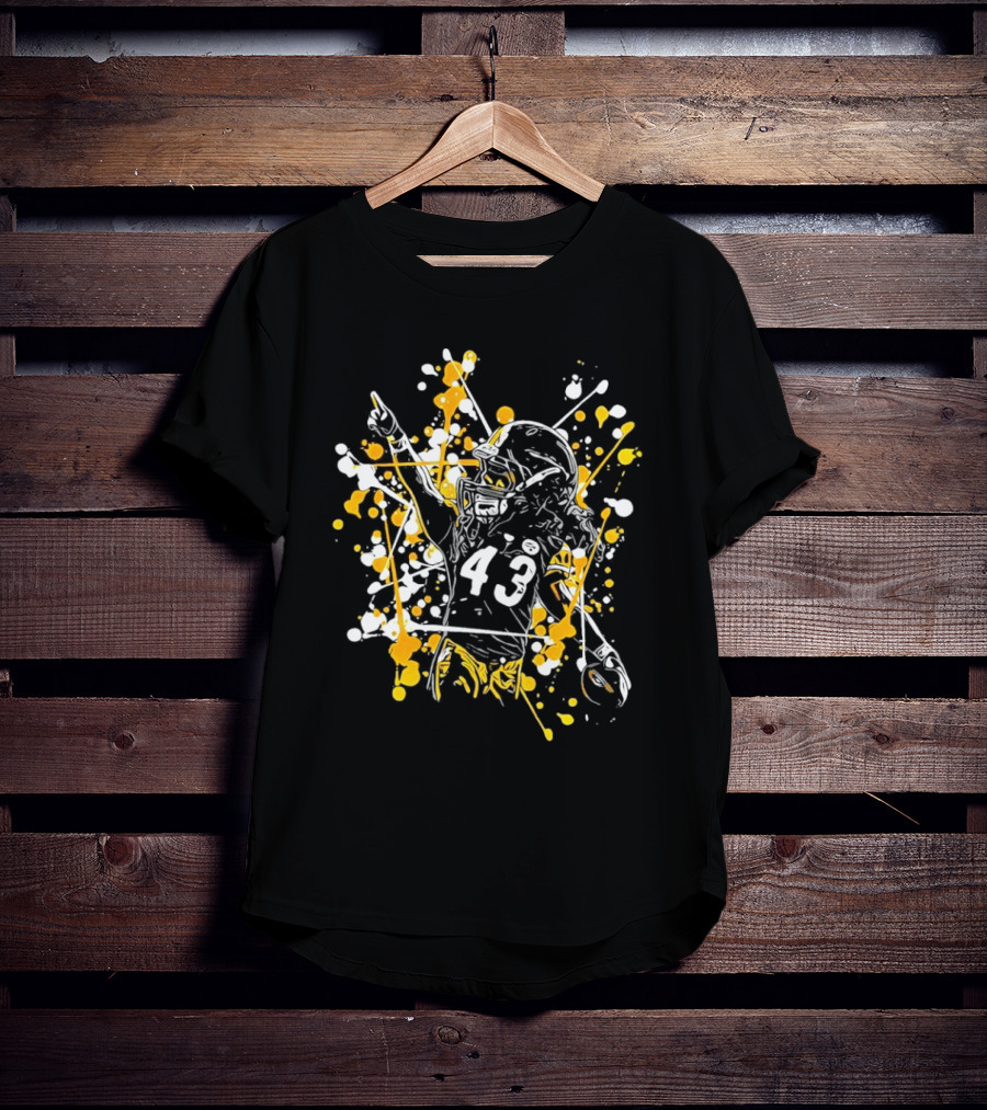 Pittsburgh Steelers Number 43 Splash Celebratory Pose T-Shirt
