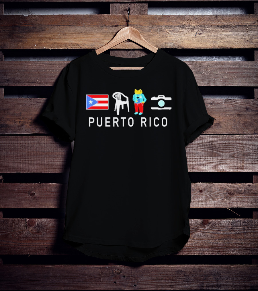 Puerto Rico Flag Frog Chair And Camera T-Shirt