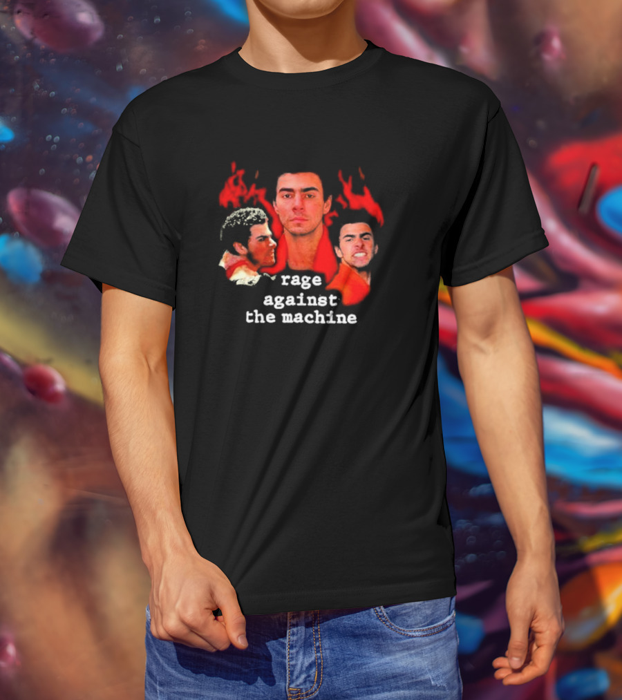 Rage Against The Machine Luigi Mangione Red Portrait Trio T-Shirt