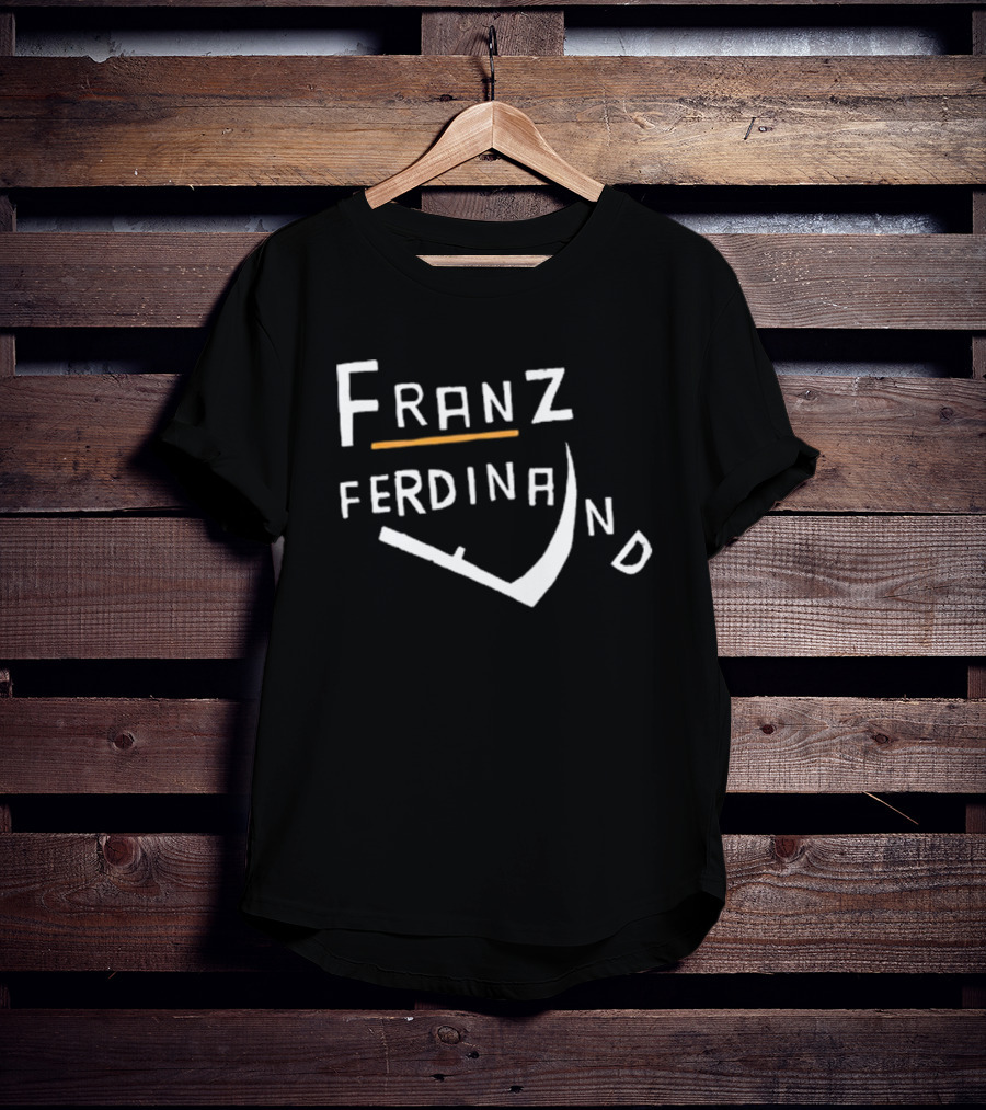 Franz Ferdinand Curved Text Design With Orange Line T-Shirt