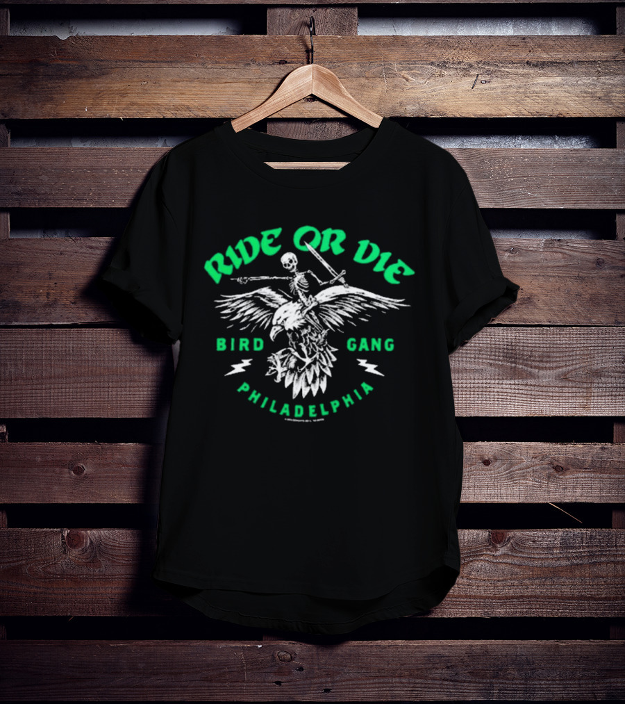 Ride Or Die Bird Gang Philadelphia Skeleton Eagle T-Shirt