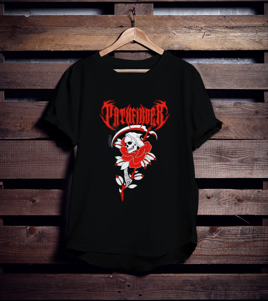 Reaper Skull With Scythe And Red Rose Gothic Aesthetic T-Shirt