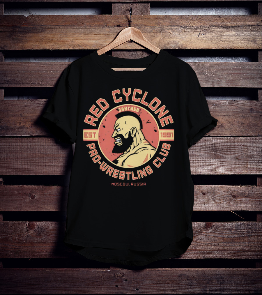 Red Cyclone Zangief Pro Wrestling Club Est 1991 Moscow Russia T-Shirt